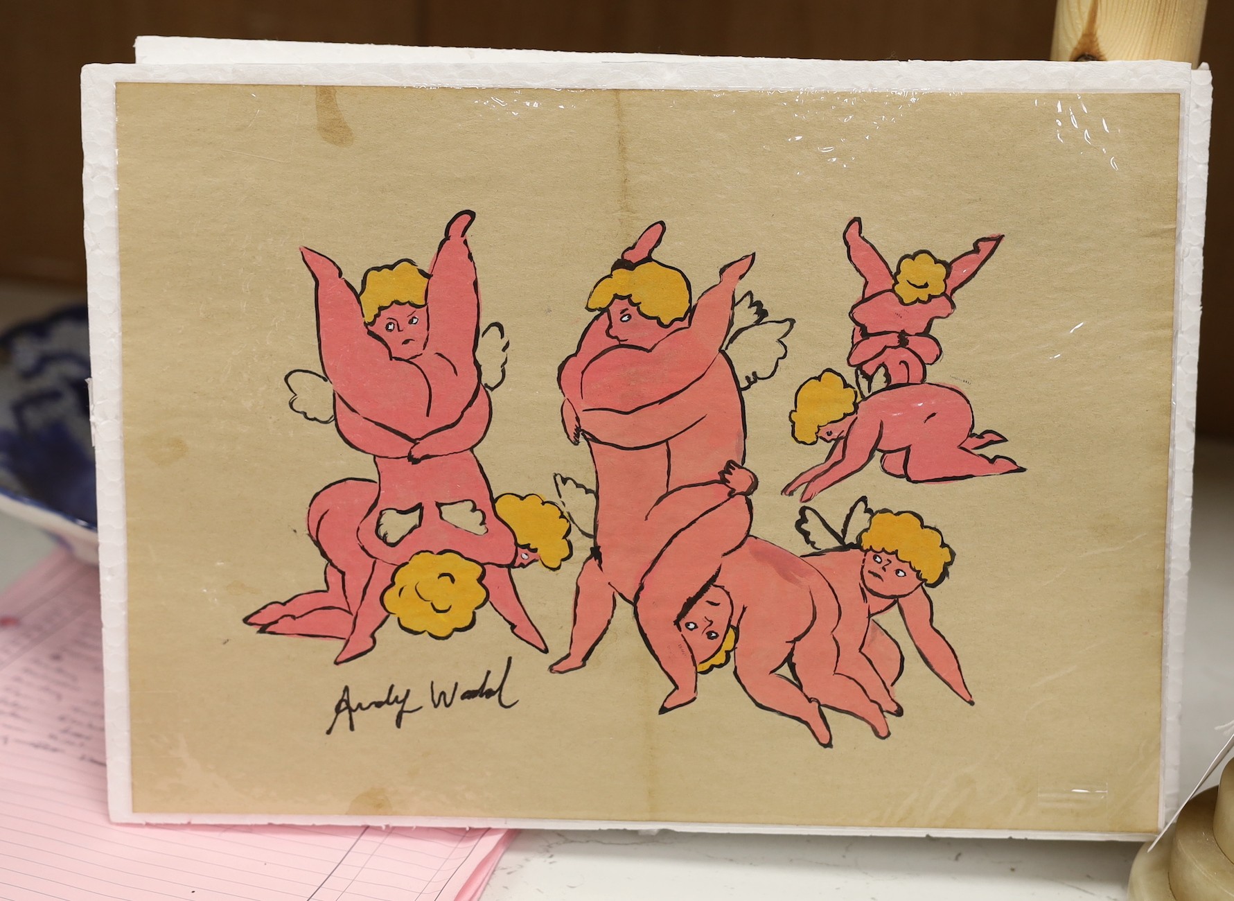 Andy Warhol (1928-1987), Ten Cherubs, Offset lithograph on light tan wove paper, 1955, signed in the plate, Warhol Gallery stamp verso, 21 x 29.5cm, unframed